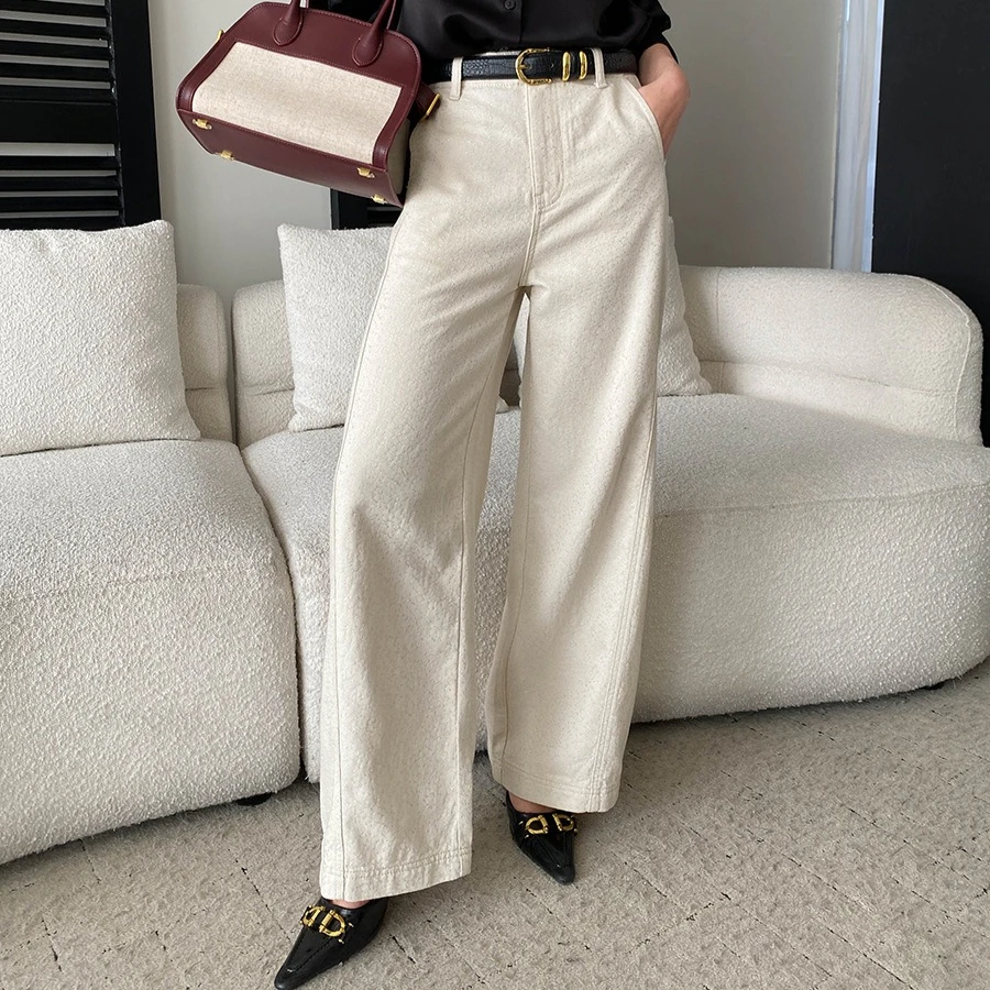 

Women Solid Wide Leg Pants Jeans Denim Straight Trousers Full Lenth High Waist Zipper Loose Y2k Streetwear Casual 2026 Spring