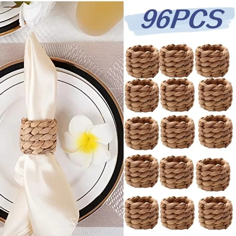 

Набор из 6 плетеных кольц для салфеток ручной работы, в деревенском стиле, натуральные, для декора стола, деревянные, пасхальные, из ротанга, с застежкой