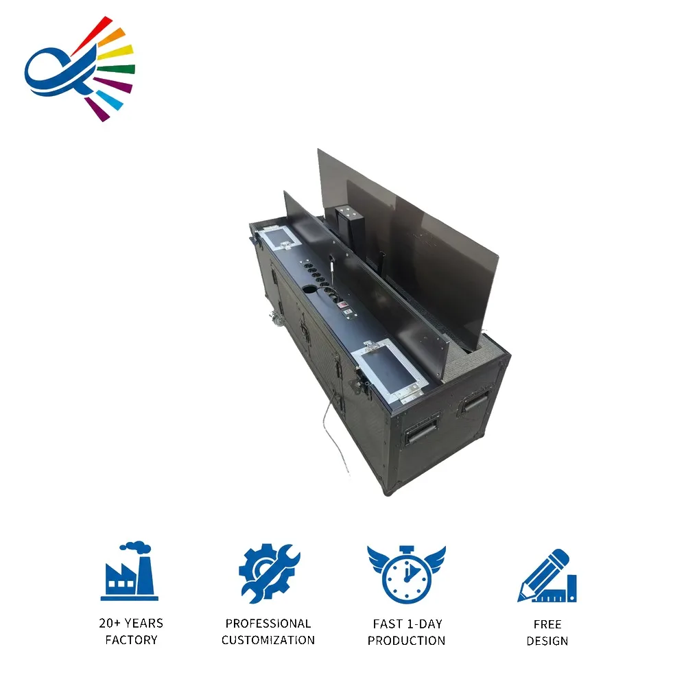 ODM OEM Flight Case Manufacturer Custom 2in1 Dual Flight Case With Automatic Electric Lift System For LCD LED TV Plasma Screen