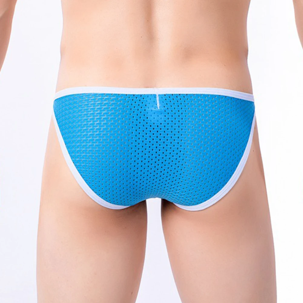 Men Soft Briefs Nylon Underwear Bulge Pouch Underpants Male Breathable Mesh Panties Man Sexy Lingerie Low-Rise Bikini Trunks