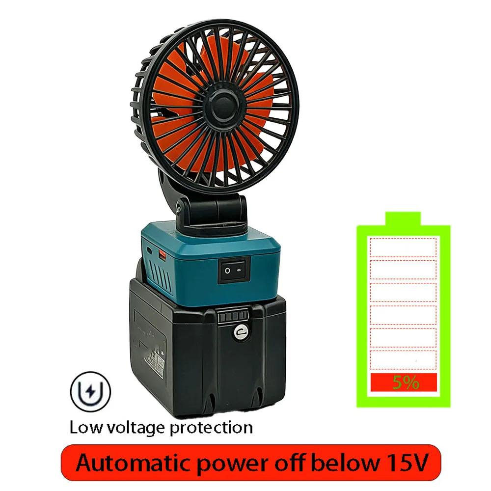 Tool Parts For Ryobi For Bosch For Makita 18V Lithium Battery Electric Fan USB Type-C Mobile Phone Charger Power Bank BL1830