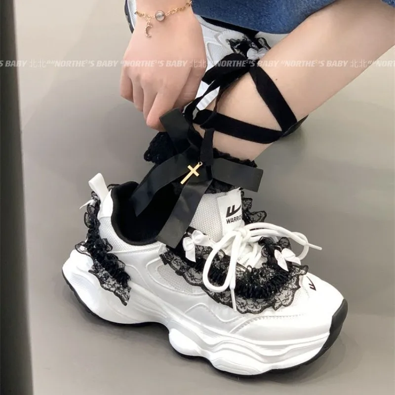 Warrior Original Brand Clunky Sneaker for Girls Y2k Unique Applique Platform Casual Sneakers High Street Fashion Lolita Shoes view 5