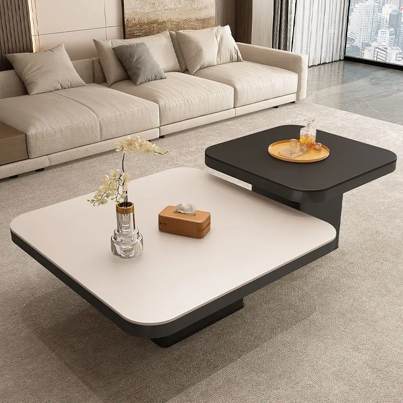 Italian high-end light luxury rock slab square modern small unit coffee table, family living room simple combination