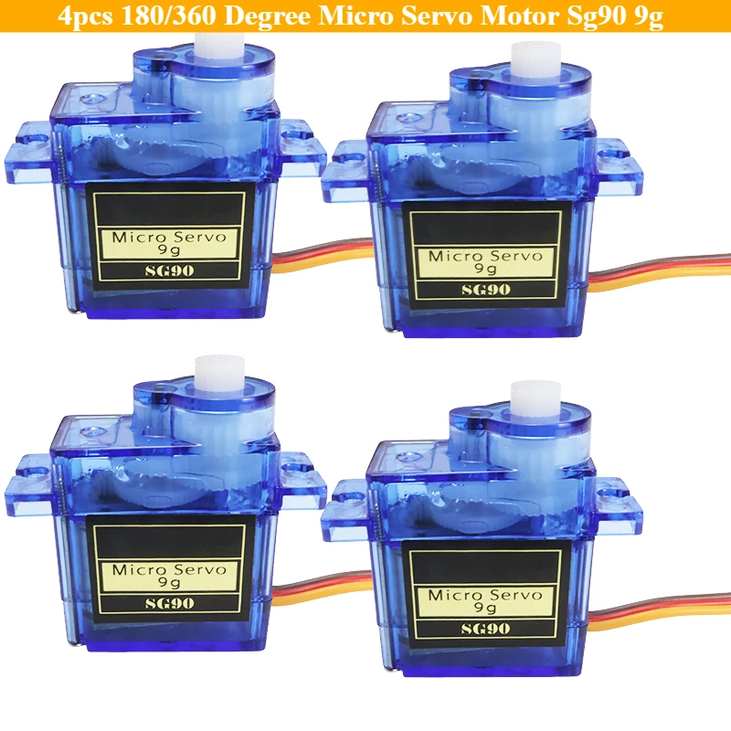 4pcs 180/360 Degree Micro Servo Motor Sg90 9g Mini Servos Motor Kit Plastic Gear Servo for Rc Car Airplane Plane for Arduino DIY