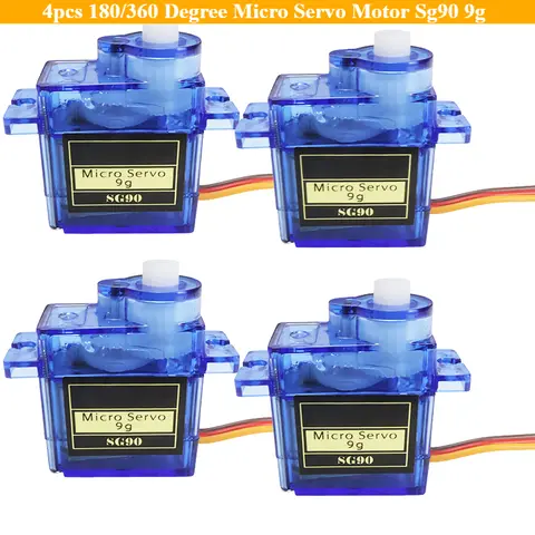 4 pièces 180/360 degrés Micro servomoteur Sg90 9g Mini servos moteur Kit engrenage en plastique Servo pour voiture Rc avion avion pour Arduino bricolage
