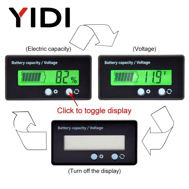 12V/24V/36V/48V Acid Lead Lifepo4 Lithium Battery Capacity Indicator LED Digital Car Motorcycle Voltmeter Voltage Tester Meter