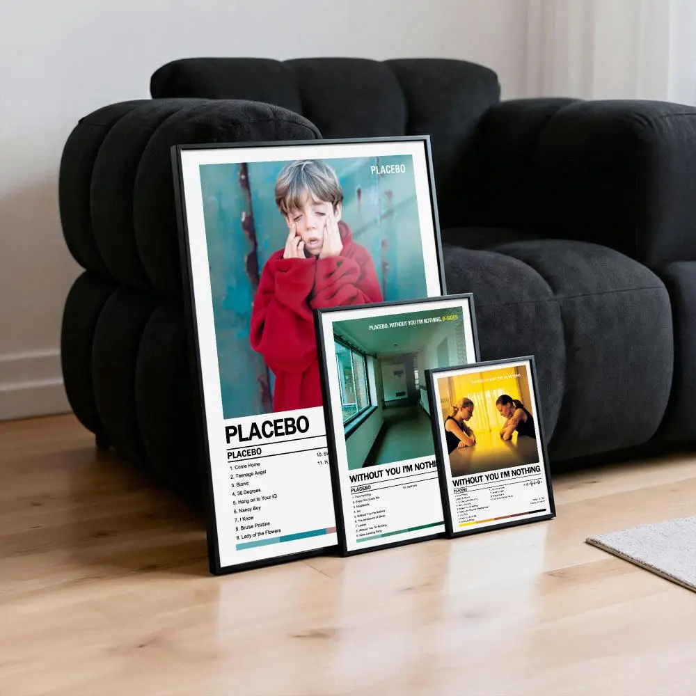 Placebo Poster Peelable Self-Adhesive Album Cover Poster Stickers, Frameless Wall Art for Singer Band Pop Rap Bedroom