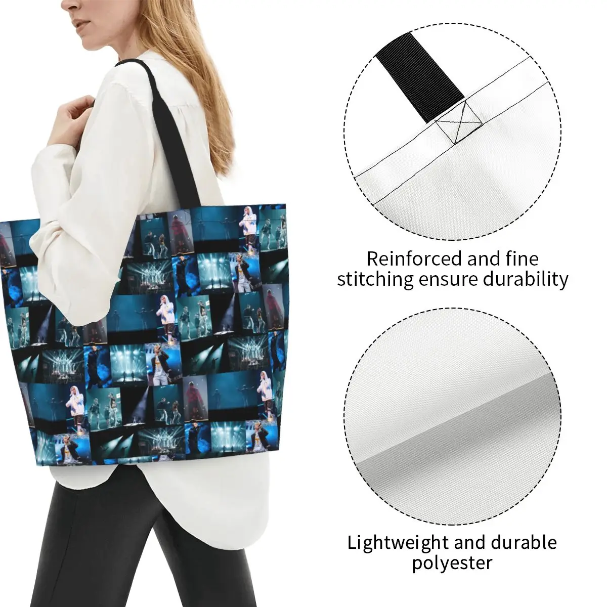 Marcus And Martinus Sweden Norway Eurovision Shopping Tote Bag Canvas Shoulder Bags Shopper Grocery Handbag for Women