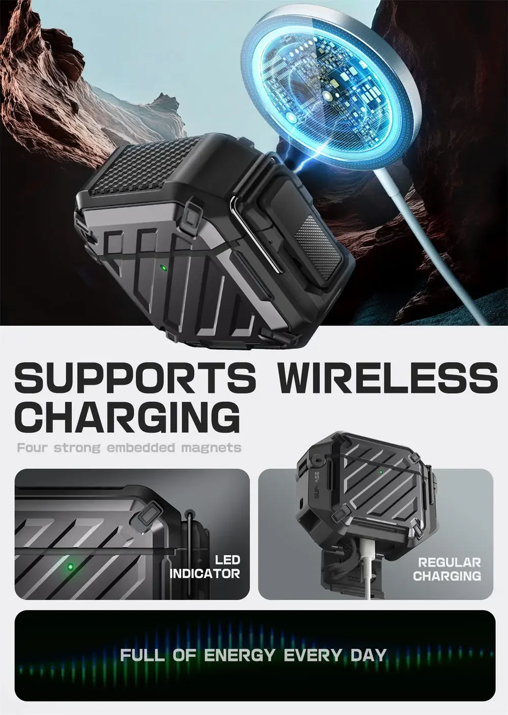 SUPCASE For Apple Airpods 5/4 Case (2026/2024) 5th/4th Generation UB Pro Robuste Vollschutz-Schutzhülle mit Karabiner – Detail 12