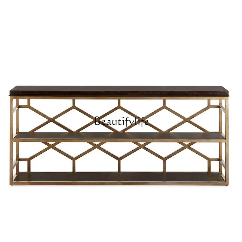 

LXModern Simple Light Luxury Entrance Table Foyer Stainless Steel Entrance Decorative Cabinet American Ornament Table Shelf