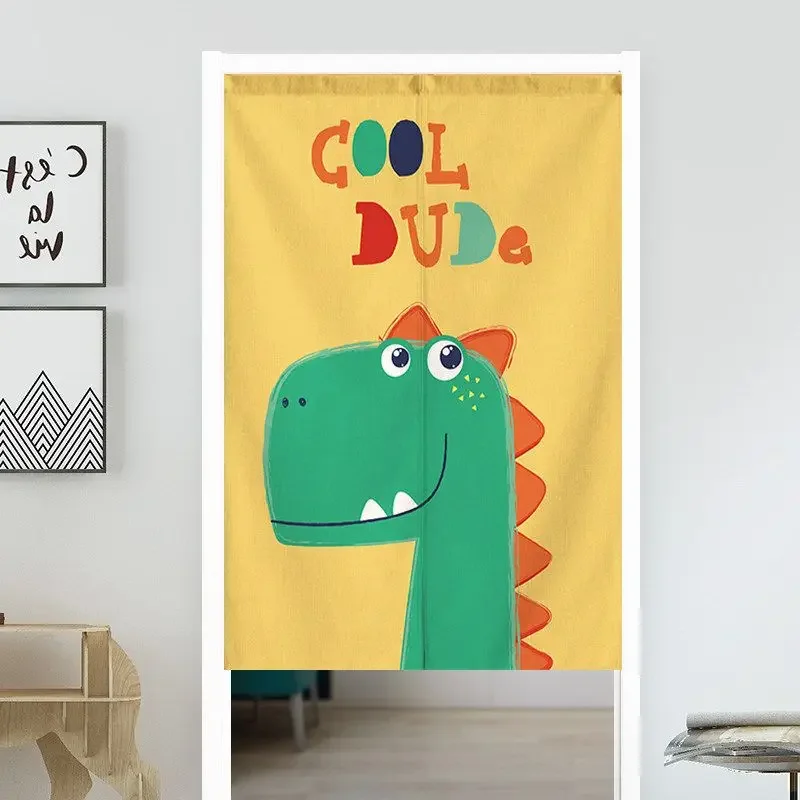 VIKAMA Cute Cartoon Dinosaur Japanese Half Door Curtain Bedroom Baby Room Game Room Partition Curtain Home Decoration