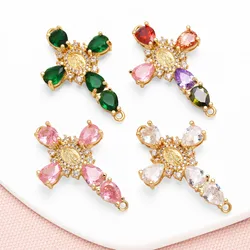 OCESRIO Crystal Big Cross Charms for Bracelet Copper Gold Plated Virgin Mary Crucifix accesorios de joyería envio gratis chma285