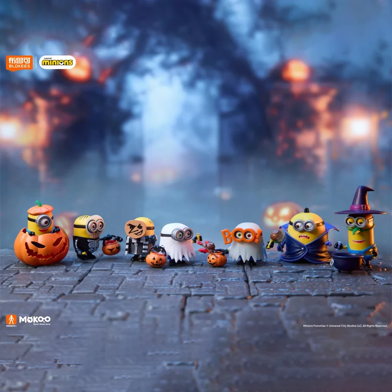 

Genuine Blokees Minions Figures Mokoo Series Cute Ghost Mischief Night Trendy Blind Box Toys Collectible Cute Figures Model Gift