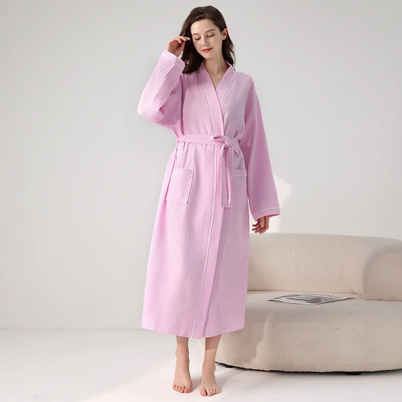 Cotton Waffle Kimono Couples Sauna Clothing 2024 New Water Uptake Robe Men And Women Quick-drying Bathrobe Hotel Spa Robes