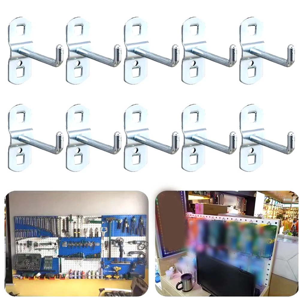 10 Pieces 50mm Hook End Slanted Perforated Wall Hooks For Tool Wall Pegboard Hook Display Rack Accessories