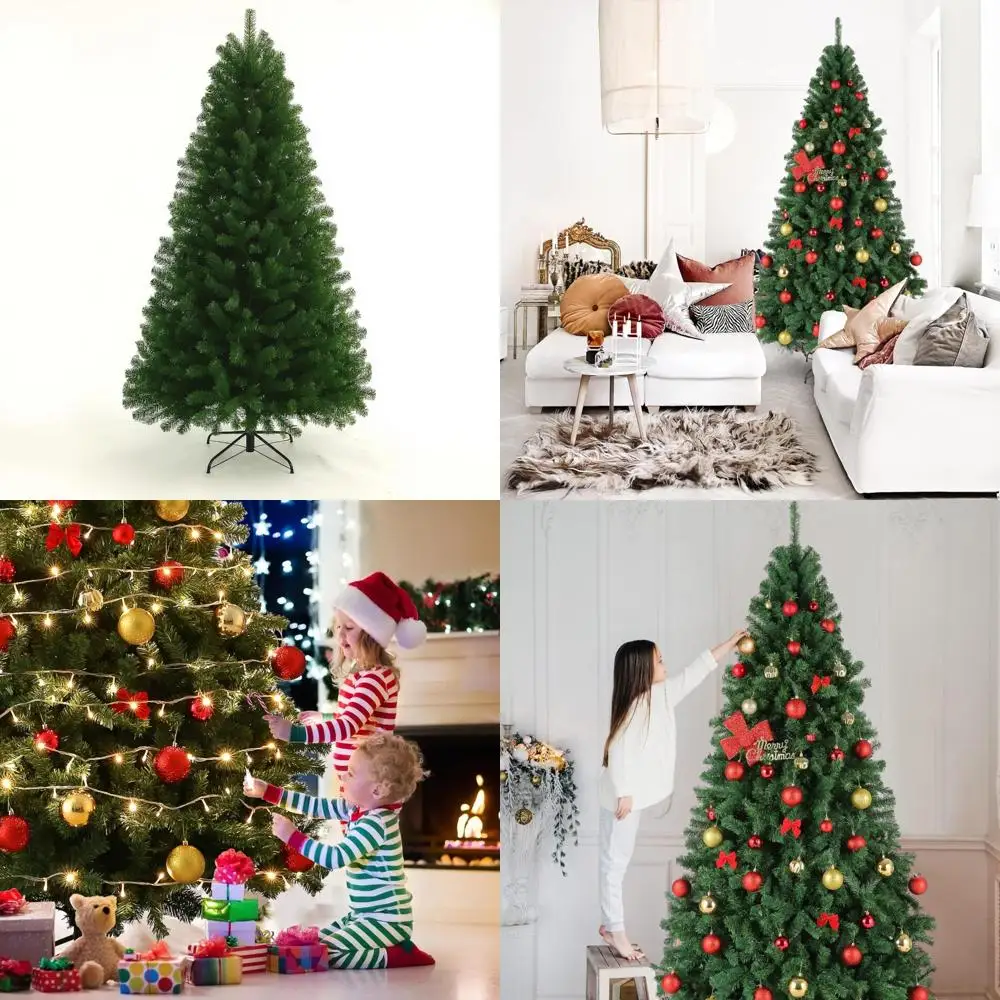 

6ft Tall Green Premium Hinged Spruce Artificial Christmas Tree, Easy Assembly, Unlit, Perfect for Holiday Party Decorations