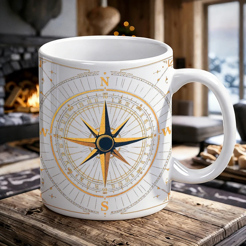 

Cup & Mug Set, Vintage Compass Ceramic Mug, Coffee Cup, Milk Cup, Office Tea Cup, Drinking Cup, Gift for Friends, Fade-Resistant