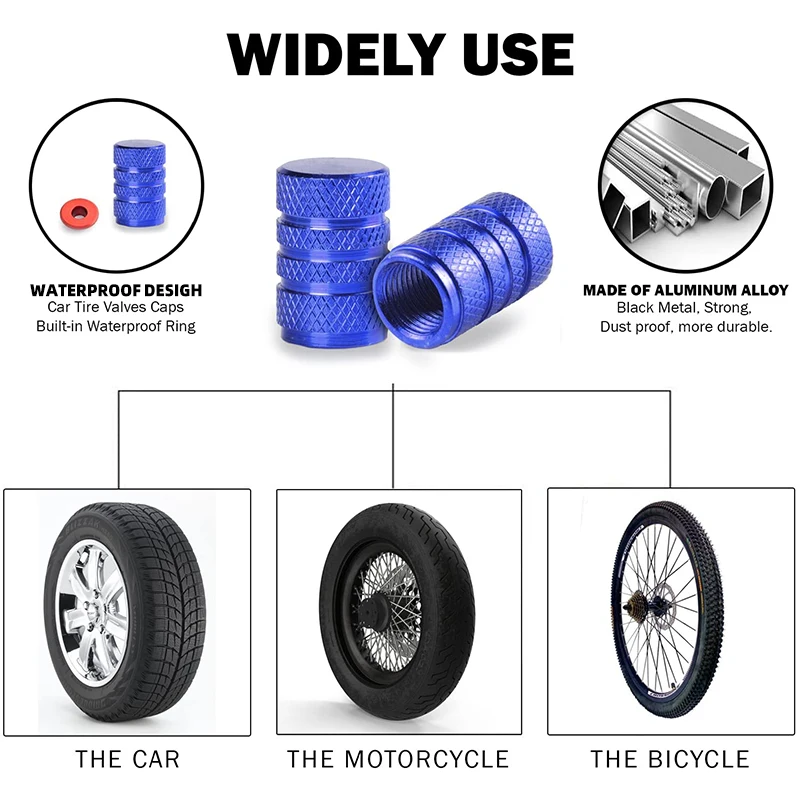 4pcs Universal Car Wheel Tire Valve Stem Caps Dust Covers Aluminum Tire Wheel Stem Air Valve Cap Car Accessories