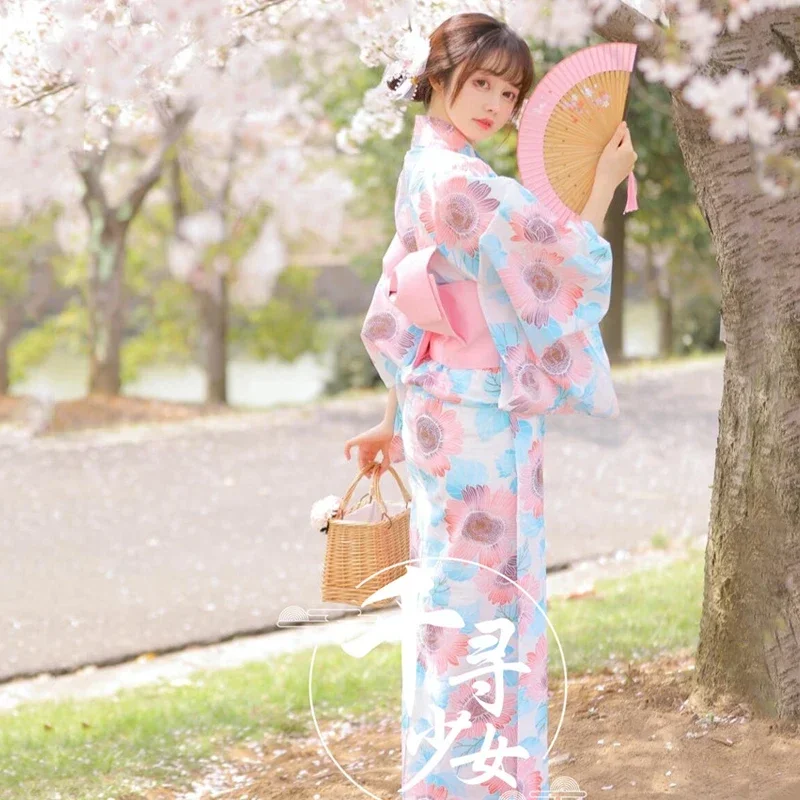 Kimono pakaian Formal Jepang wanita gaun tradisional Vintage jubah Cosplay Yukata kostum photosharing performa Geisha B