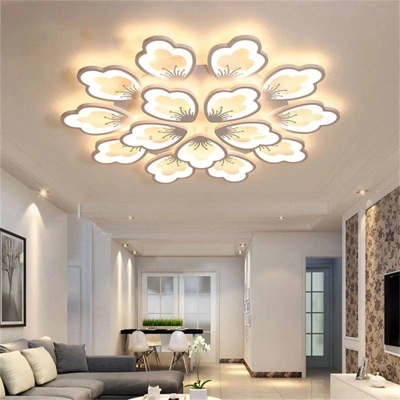 LED Acrylic Chandelier Lotus Designed Light Modern Ceiling Lamp Living Dining Room Study Luminaire Hall Decor Ceiling LIghting