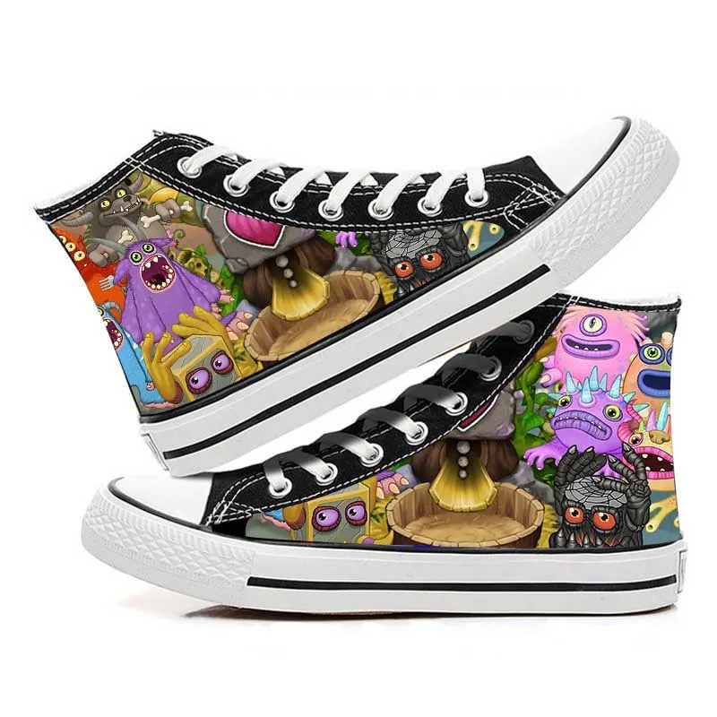 My Singing Monsters Canvas Sneakers para homens e mulheres, Cosplay Shoes, Casual, Caminhada, Estudante, Preppy, Aconchegante, Unisex, Esportes