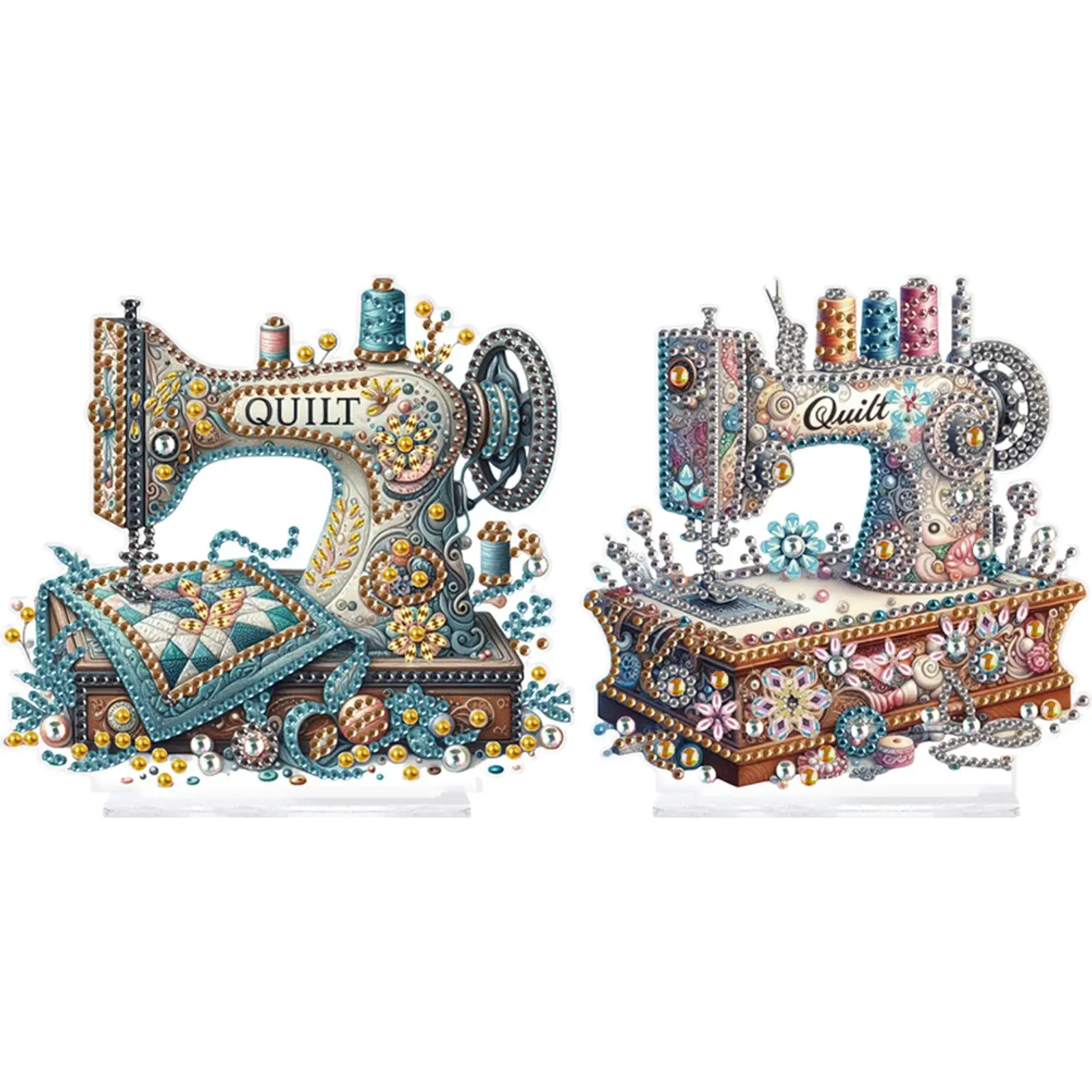

Sewing Machine Special Shaped Colorful Diamond Painting Tabletop Ornaments Kit Desktop Diamond Art Kits Bedroom Table Decoration