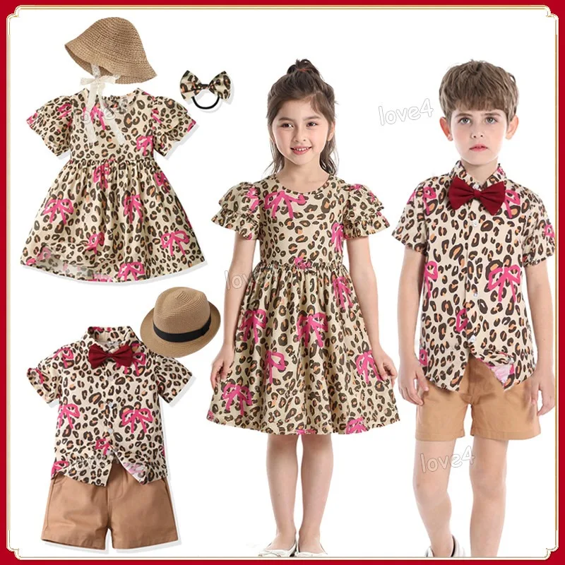

Floral Summer Outfit for Brother and Sister Matching Clothes Sets Gentleman Boys Clothes Floral Dress for Kids Girl Beach Suits