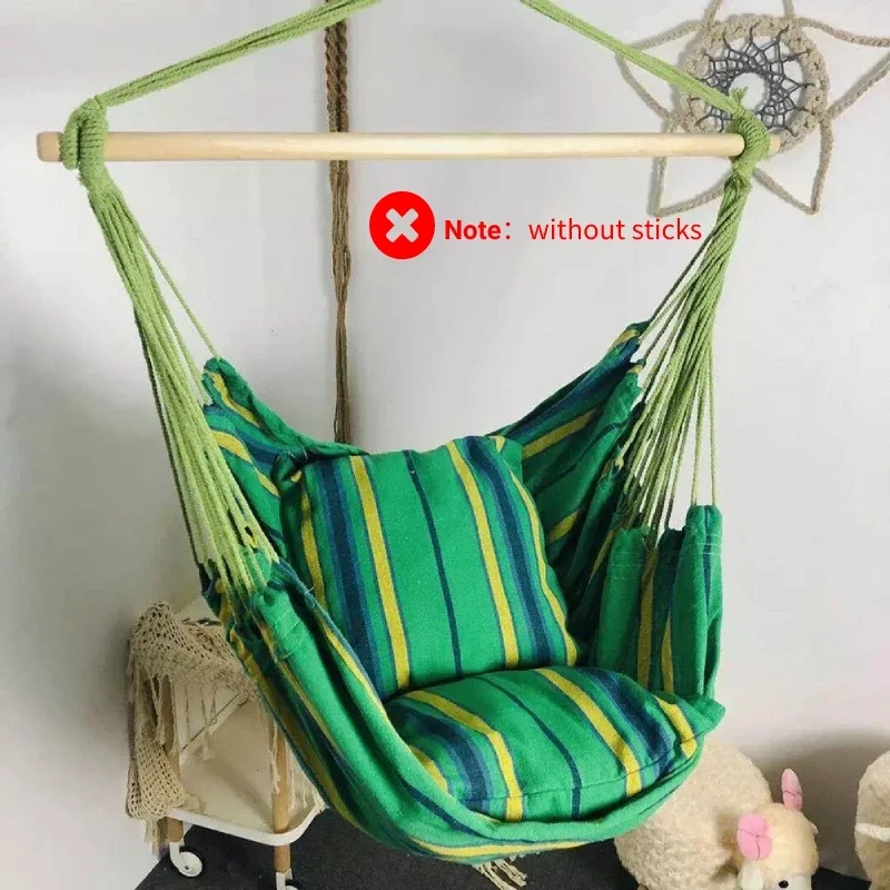 

Striped Outdoor Hammock Adult Garden Swing Chair Single-person Hanging Bed Portable Comfortcamping Hammock No Stick No Pillows