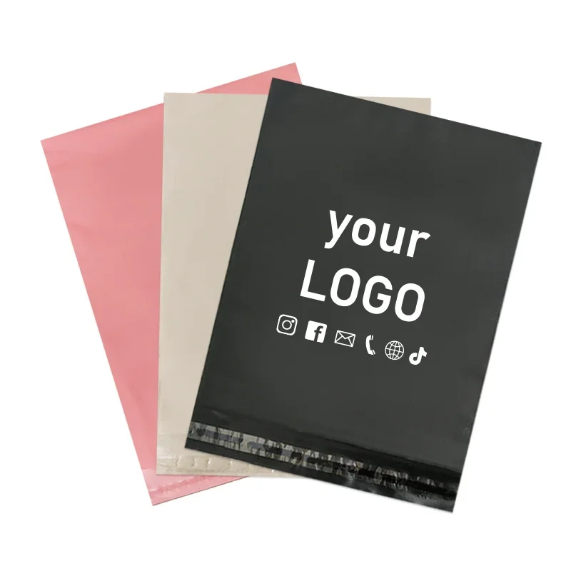 

50PCS Thickened Waterproof Plastic Courier Bags | Custom Printed Logo for Garment & Small Gift Shipping Packaging
