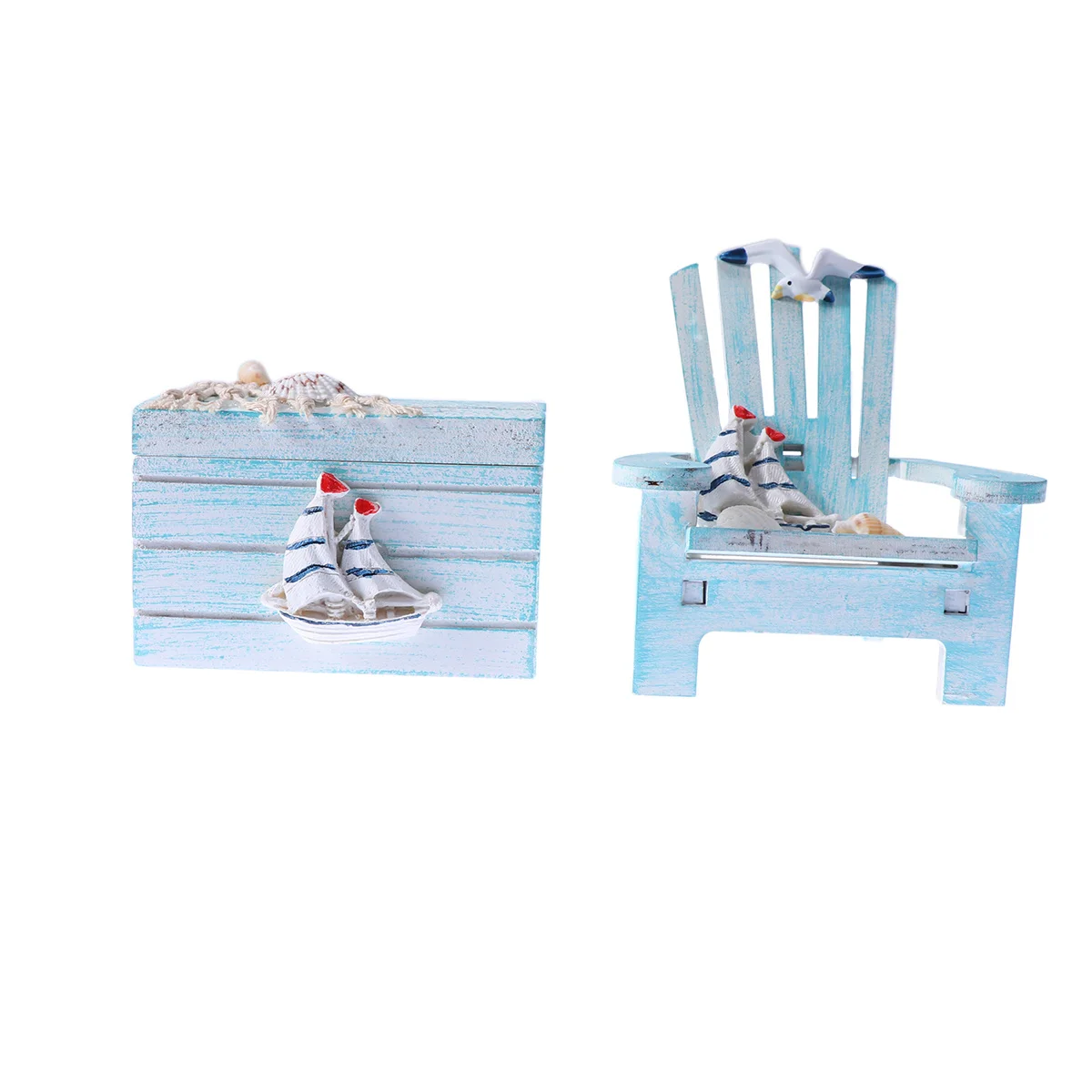 Mini Silla de Playa, Adorno de Madera con Forma de Velero, Decoración de Escritorio, Accesorios para Fotos, Decoración para Coche, Oficina, Hogar y Mesa