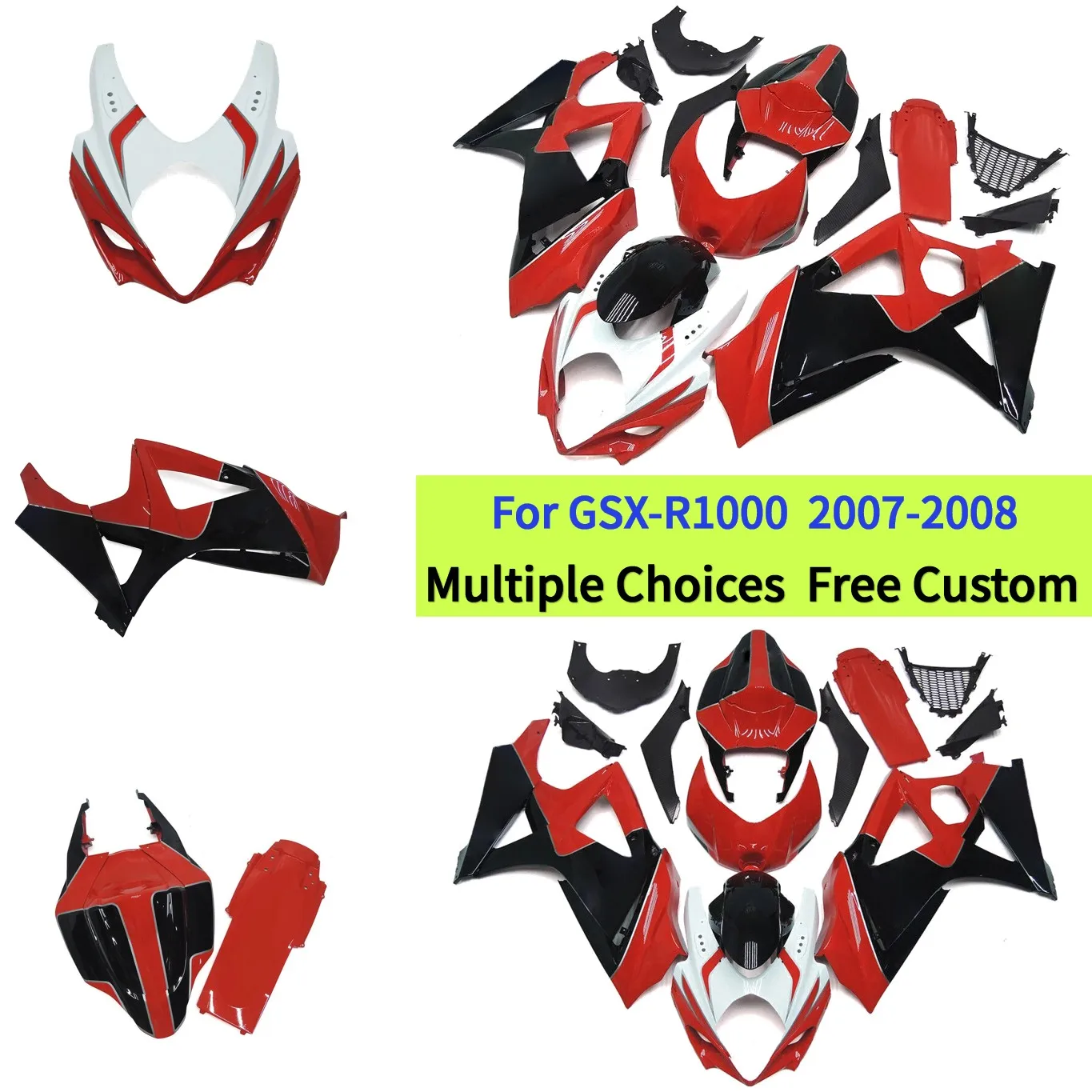 

Комплект обтекателей для тюнинга (послепродажные аксессуары) для Suzuki GSX-R1000 K7 2007-2008 годов, изготовленный методом литья под давлением (ABS)