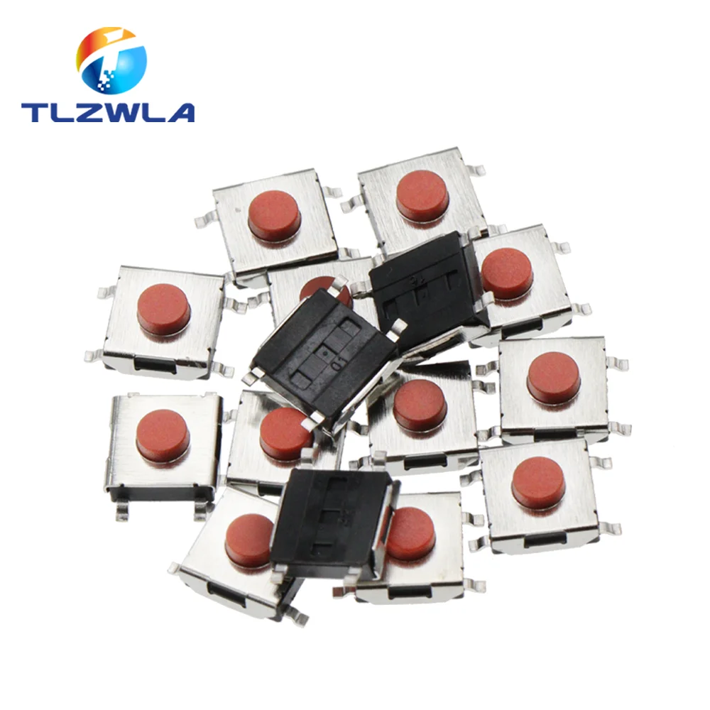 100PCS 6*6*3.1 mm SMD Switch 4Pin Touch Micro Switch Push Button Switches Red SMD Tact Switch 6x6x3.1mm