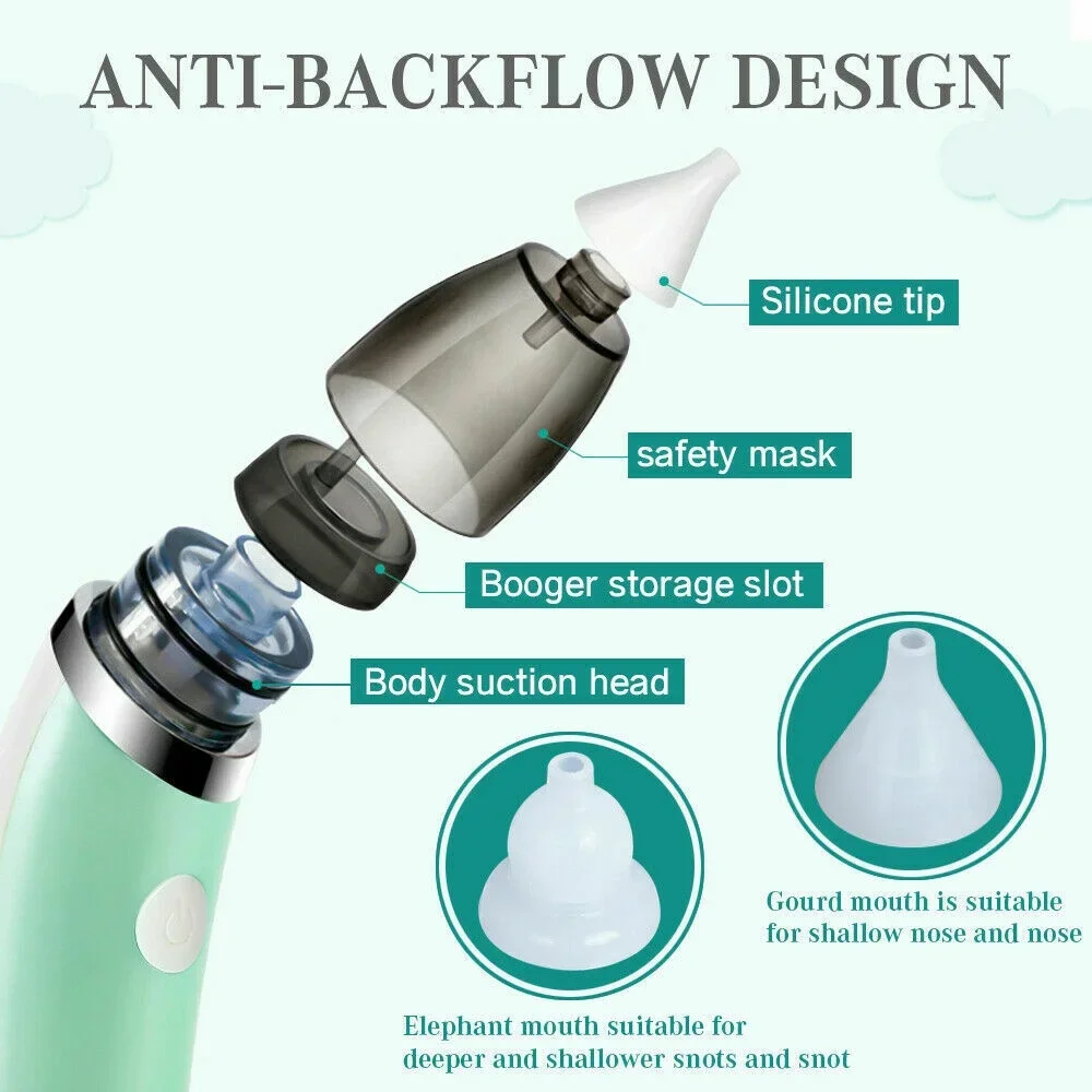 Electric Baby Nose Aspirators Automatic Newborns Nasal Cleaner Sniffling Equipment Safe Hygienic  Detachable Nose Snot Cleaner