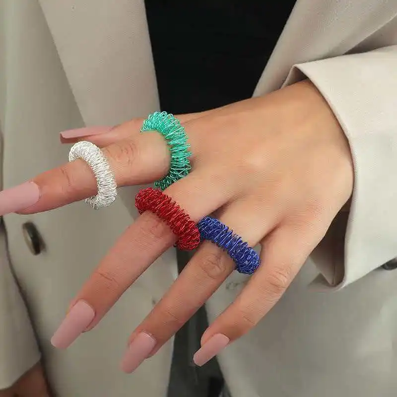 Acupressure Spiky Sensory Rings Finger Massager Roller Silent Fidget Toys For Focus And Stress Relief Anxiety Creative Gifts