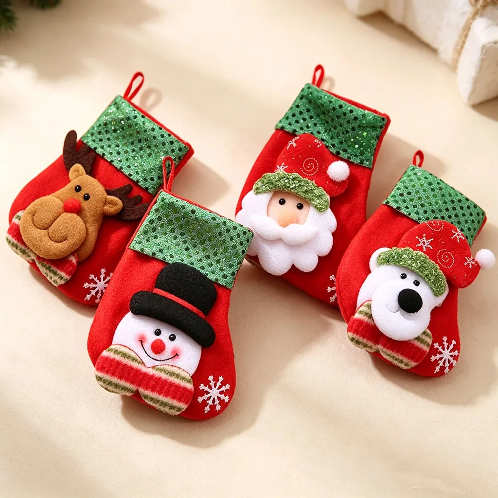 (1Pcs/bag)8X16X12Cm Stocking Party Supplies Holiday Pack Gift Christmas Tree Pendant New Year Decorations