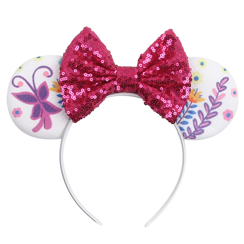 1 Stück Prinzessin Minnie Maus Haarreif Süßes Schmetterlingsmuster Dekoration Pailletten-Schleife Geburtstagsparty Mädchen Geschenk Haaraccessoire