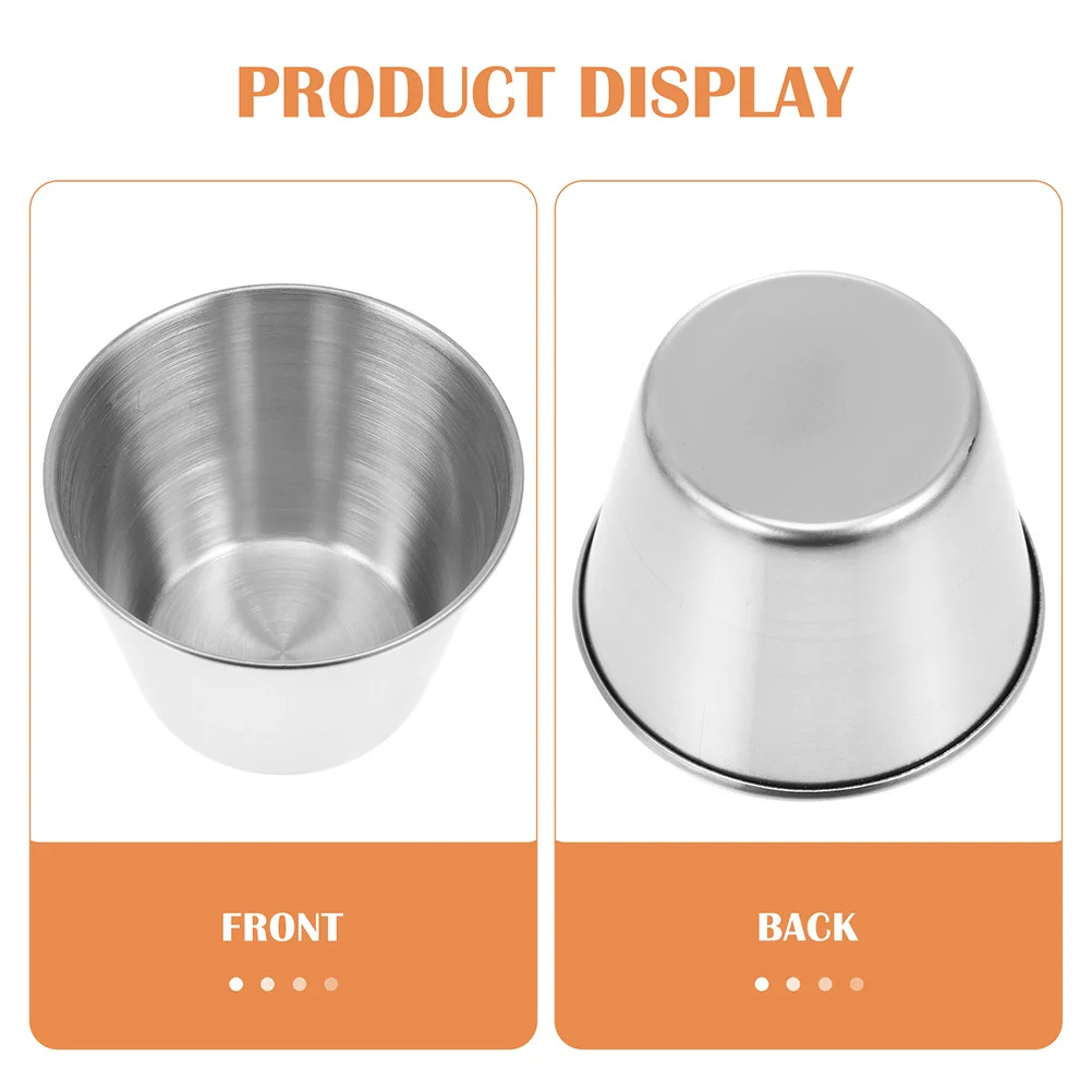 

3pcs Stainless Steel Dipping Smooth Easy Clean Corrosion Resistant Sauce Dish For Kitchen Restaurant Hotel Use Ketchup Cups