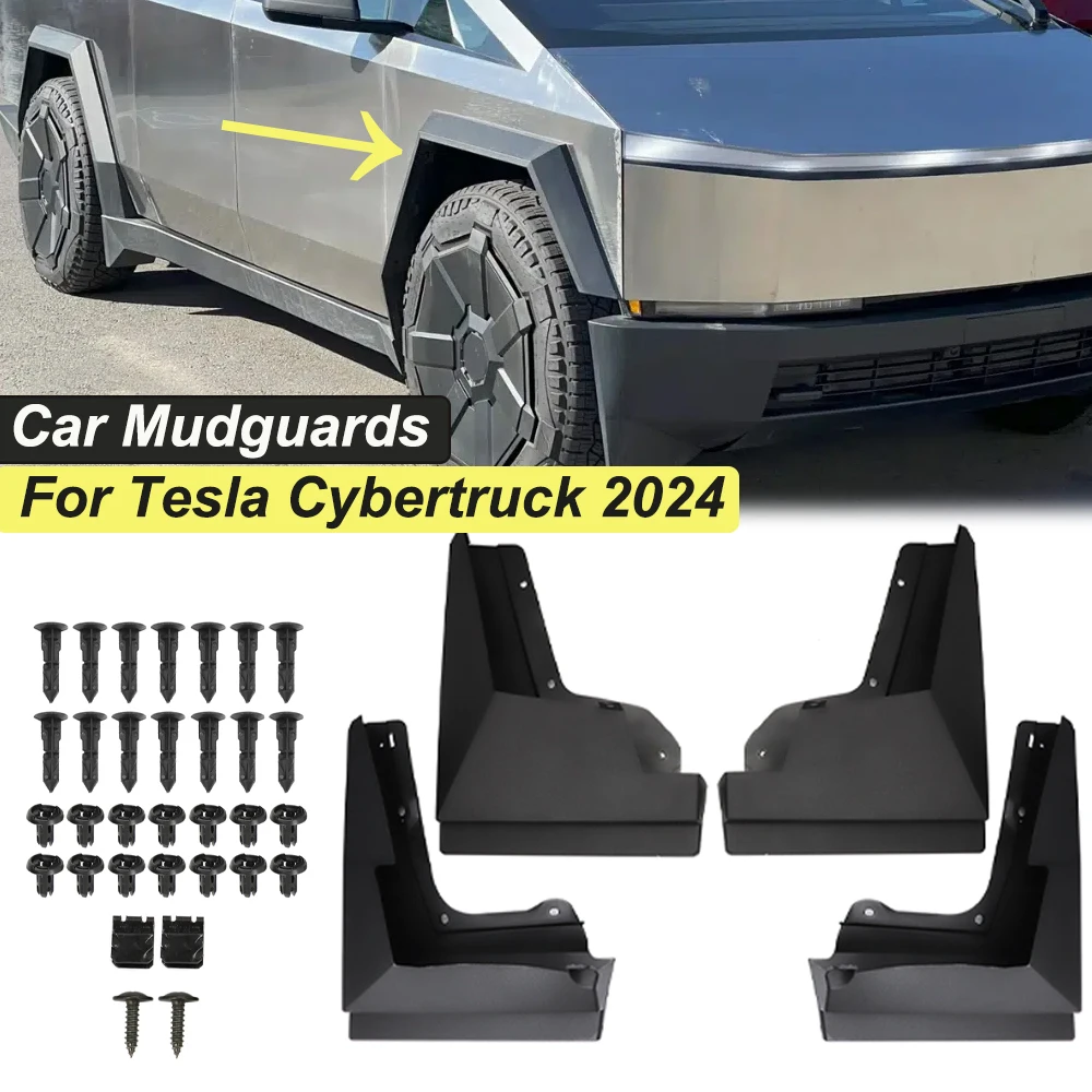 

Car Mudguards For Tesla Cybertruck 2024 Front And Rear Wheel Splash Guards Kit Modified Protection