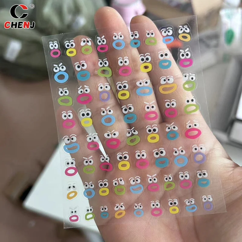 1Pcs Cute Kawaii Nails Stickers Creative Funny Mouth Monster Nail Art Sticker Fashion DIY Waterproof Peelable Nail Stickers