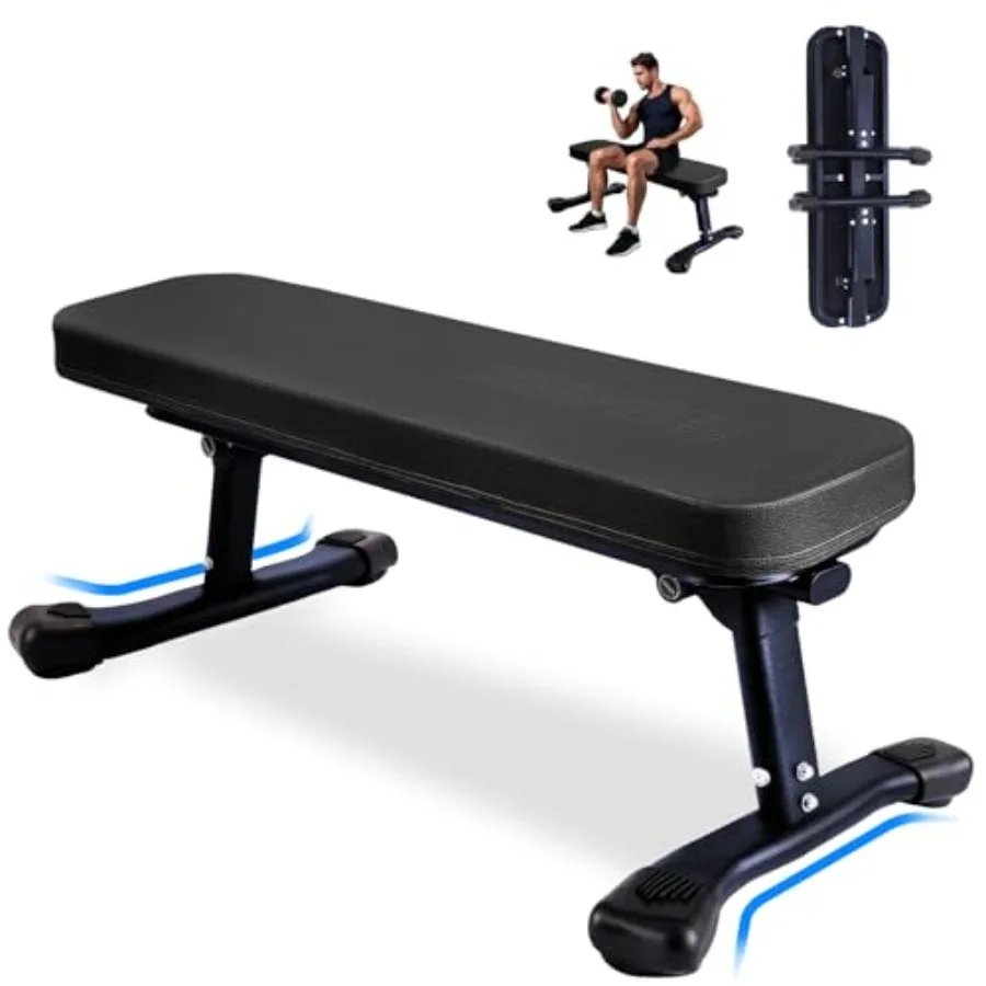 

Flat Weight Bench 2.4 Inch Thick Pad Workout Bench 660 LBS Bench Press Exercise Equipment for Home Gym Strength Weight Training