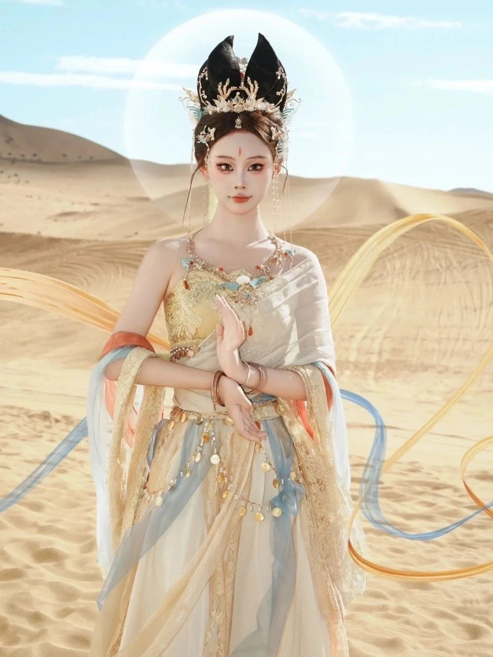 

Женский комплект в китайском стиле Dunhuang в экзотическом стиле, западный регион, танцевальный комплект принцессы, одежда для выступлений на сцене, винтажная одежда Hanfu