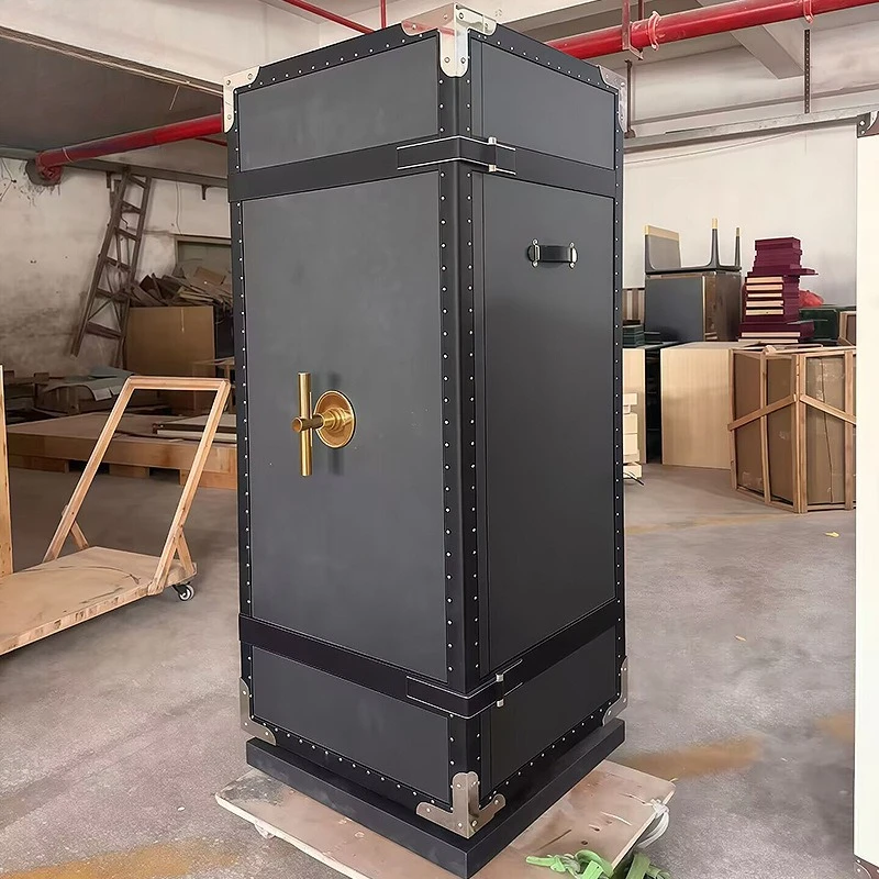 Luxury high-end leather safe, luxury house large flat-level home high-end solid wood locked jewelry cabinet