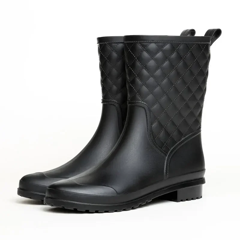 

Women's 2025 New four seasons leather boots,water shoes with anti slip midsole short style fashionable casual adult rain boots