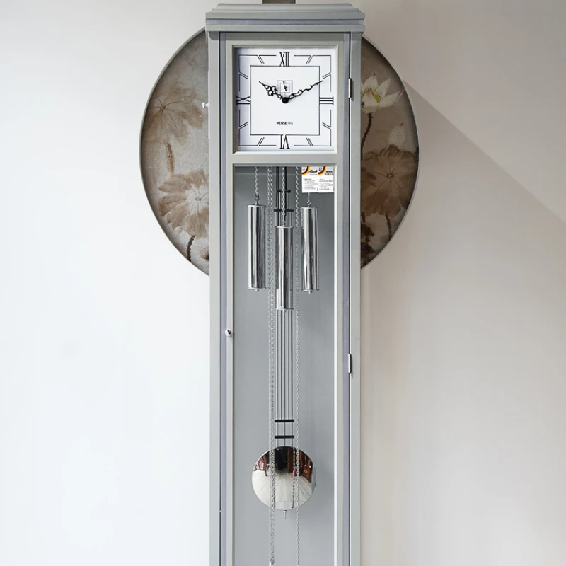 

Light Luxury Vertical Bell American Core Mechanical Floor Clock Modern Minimalist