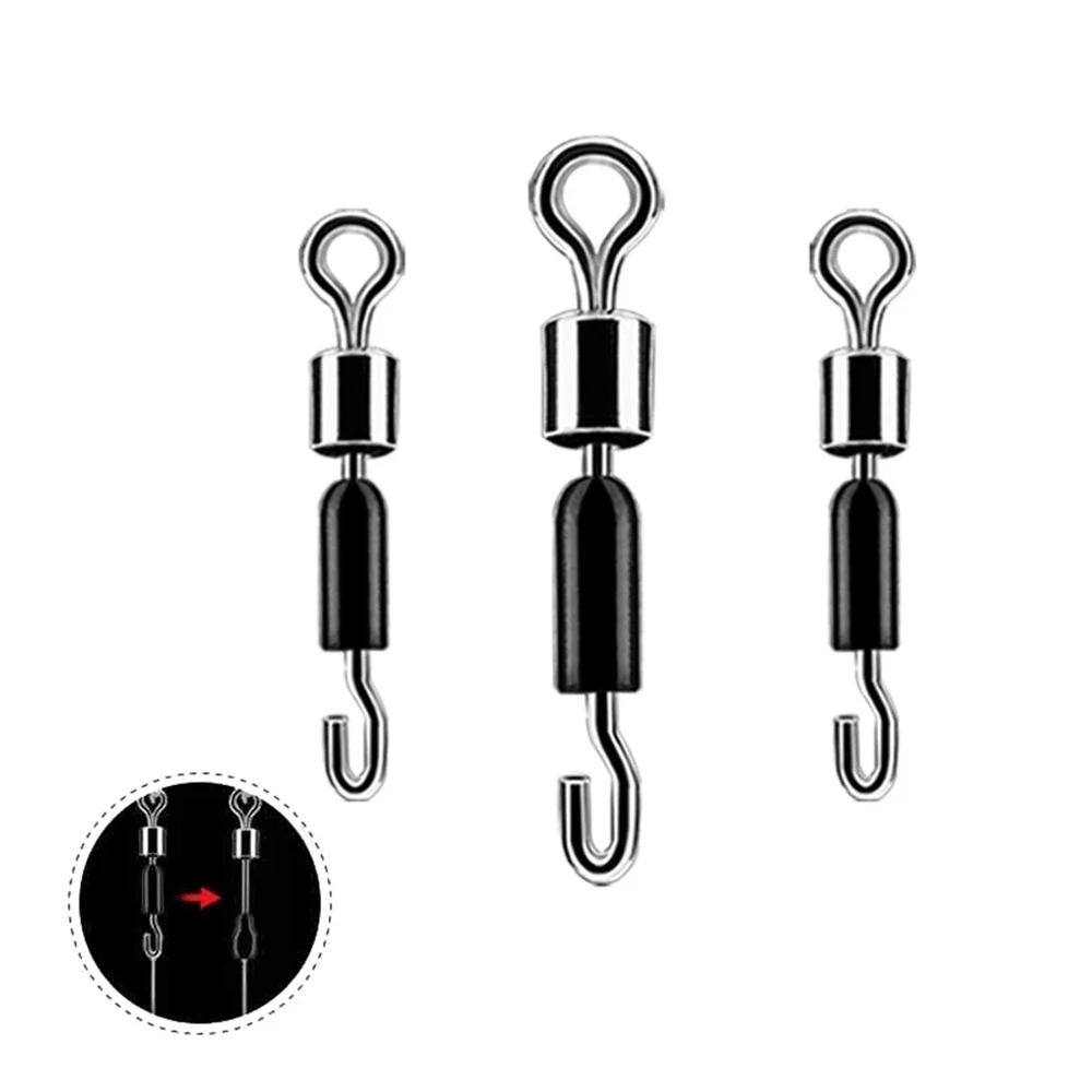 Stainless Steel Fishing Swivels Fast Link Solid Rings Rolling Fast Connector Bearing Swivel Fishing Hook