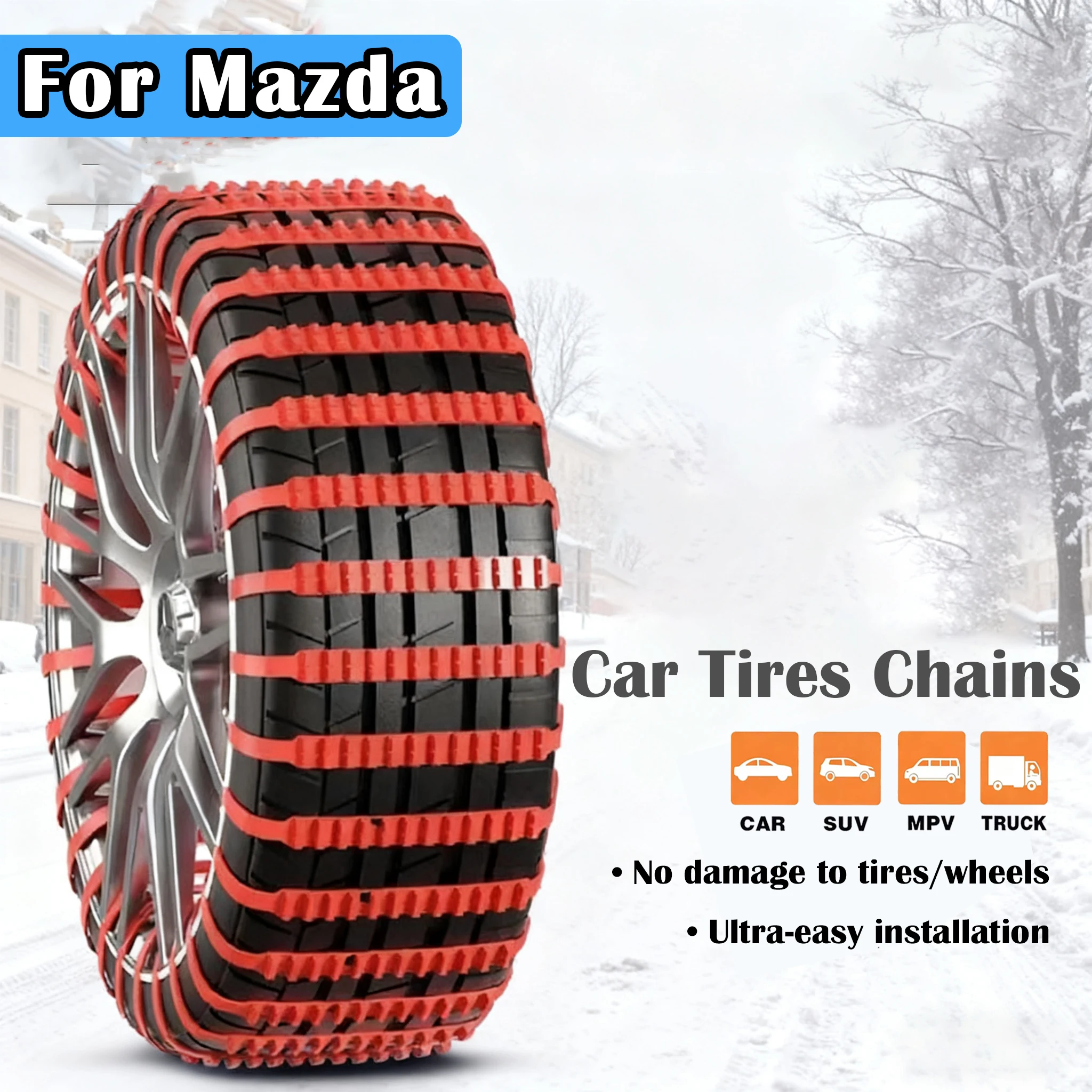 Portable Tire Anti-Slip Tie For Mazda CX-30 CX30 DM 2019 2020 2021 2022 2023 2024 2025 Car Tire Chains Winter
