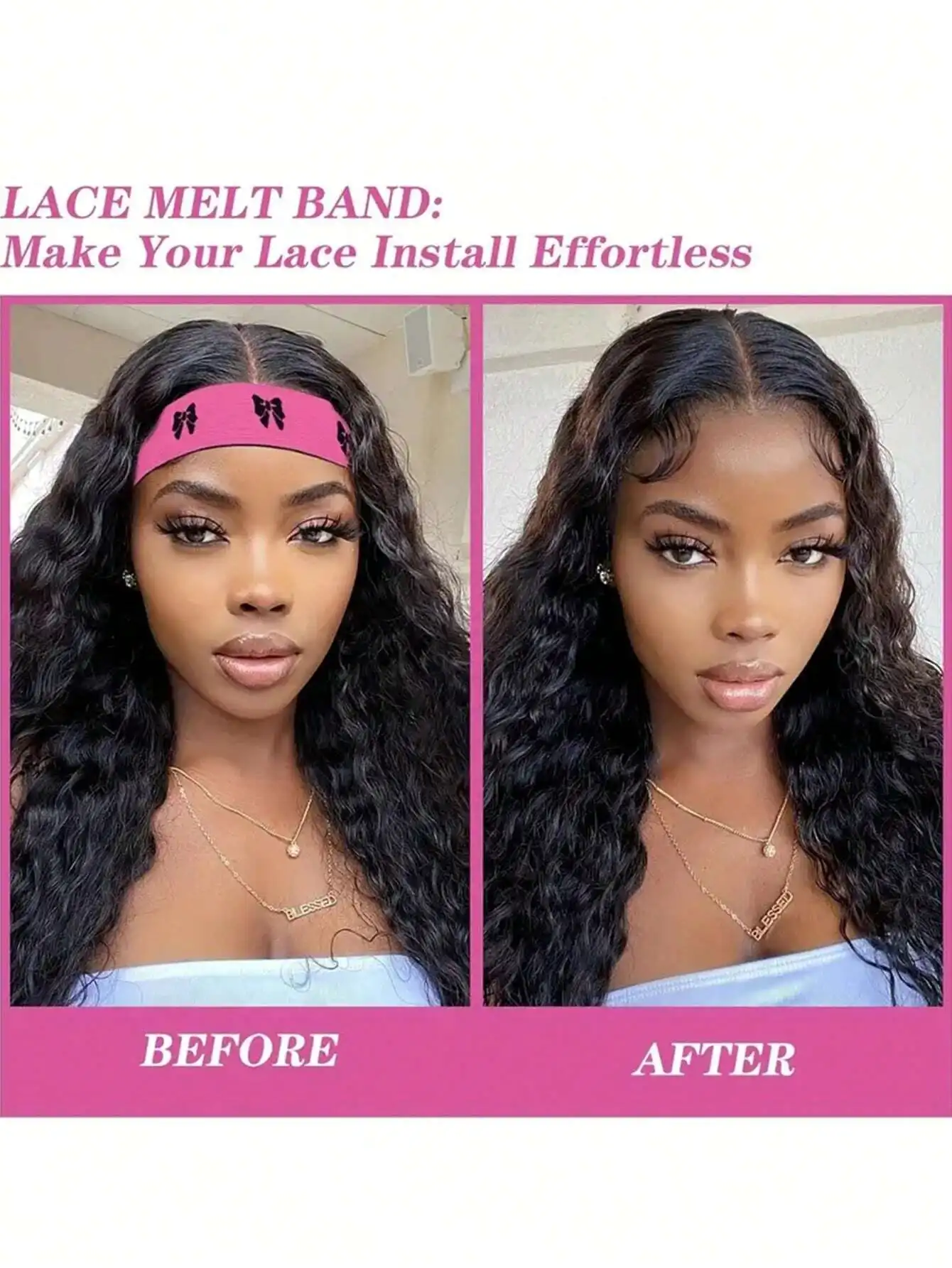 Elastic Bands Set, Wigs and Lace Frontals with Rat Tail Comb,Edge Brush,Melting Band for Laying Edges and Keeping in Place image 5