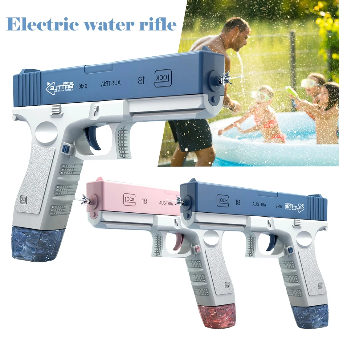 Hot selling children toy guns Summer light automatic guns burst charging electric water gun Glock boy Automatic water Spray toys