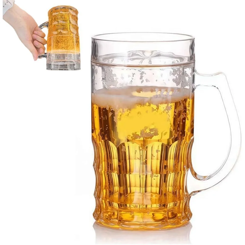 400ml Large Double Wall Fake Beer Mug Prank Cup Realistic Novelty Drinking Glass Practical Joke Party Gag Gift for Adults Home Bar Decor Hilarious Trick Glass for Pranks April Fools Bachelor Party Gifts Funny Gag Gifts - view 3
