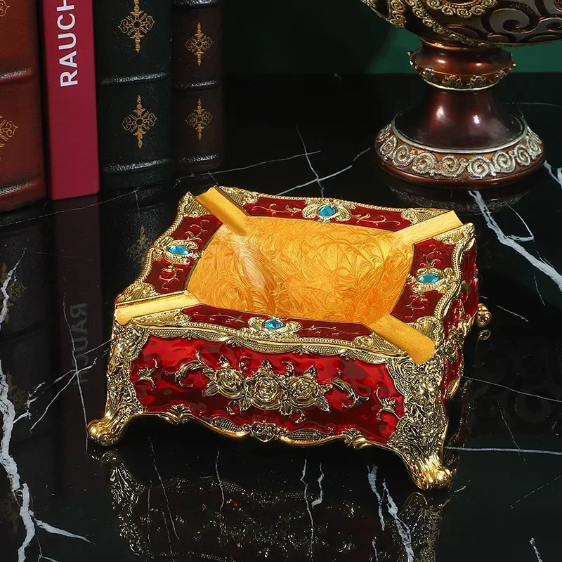 European Creative Ashtray Square High-end Luxury  Ash Tray Exquisite Handmade Enamel Color Cigarette Holder Smoking Accessories